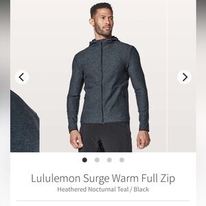 Lululemon Surge Warm Full Zip. Heathered Nocturnal Teal / Black. Size M. EUC